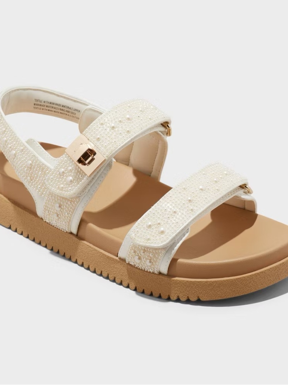 NWT a new day Pearl-Embellished Cream Strap Sandals size 7
